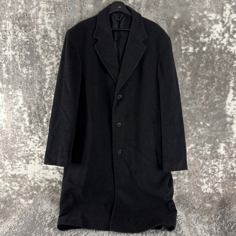 Burton‎ Menswear Size XLG Wool Blend Overcoat Long Trench Coat Charcoal Grey Men